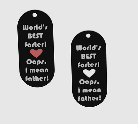 farter father key chain two versions by morten3dp art 2d fathersday fathers fart funny keychain heart 3d print model - Mito3D