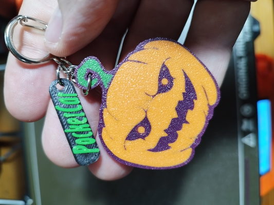 pumpkin keychain by pocketcar pt art 2d decoration halloween skull skullkeyring chain seasonal head dark scary spooky chains 3d print model - Mito3D