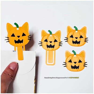 halloween pumpkin cat keychain bookmark by mingshiuan99 household decor bookmarks cute animal 3d print model - Mito3D
