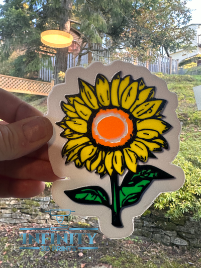 ayçiçeği pencere sanat 0 6mm 3 katman by sonsuzluk 3d baskılar 2d güneş çiçek ince parlamak sarı güneşli 3d print model - Mito3D