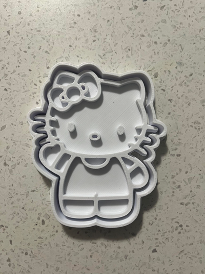 gatinha biscoito cortador carimbo by feijão comendo biscoitos passatempo faça cortadores debosser 3d print model - Mito3D