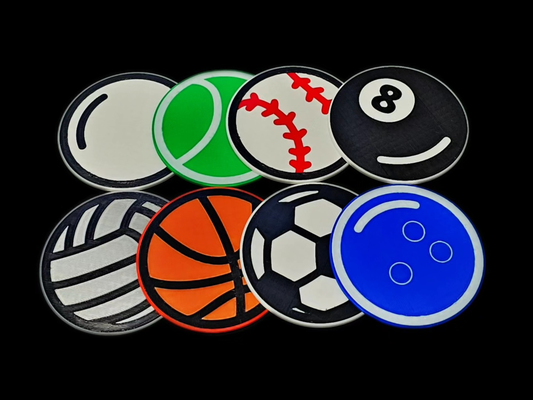 athlediscs - coasters & magnets by sthane art signs logos sign coaster magnet sports balls makerworld makemysign 3d print model - Mito3D