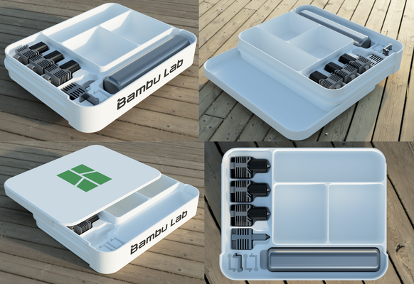 moyen accessoire boîte p1 x1 séries by ollemark 3d imprimante accessoires espace rangement p1p p1s x1c a1 carbone adhésif hotend 3d print model - Mito3D