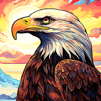 bald eagle - hueforge by archork art 2d hueforged ams multicolor animal bird sign 3d print model - Mito3D