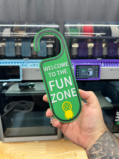 to fun zone door hanger by bearded dad designz art signs & logos makerlab makemysign alternative lifestyle groups funny prank comedy pineapple upside 3d print model - Mito3D