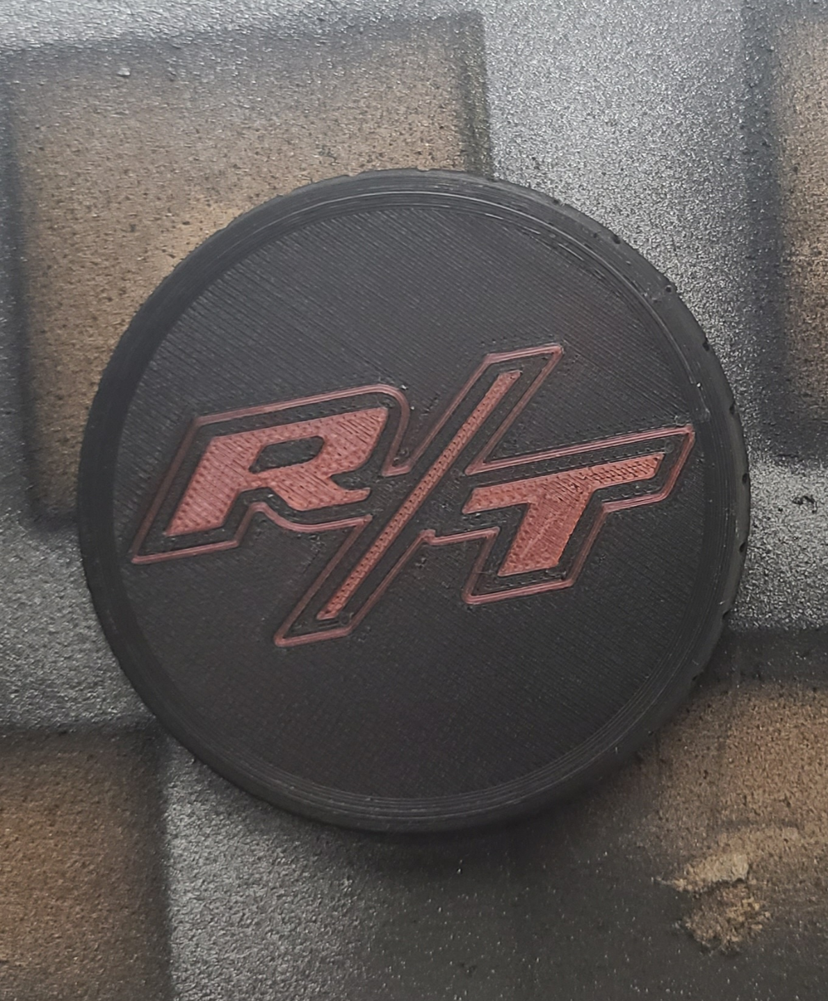 r t cupholder coaster by whitedevil56 art signs & logos rt dodge hellcat badge emblem cup scatpack 3D print model - Mito3D