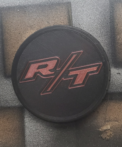 r t cupholder coaster by whitedevil56 art signs & logos rt dodge hellcat badge emblem cup scatpack 3d print model - Mito3D