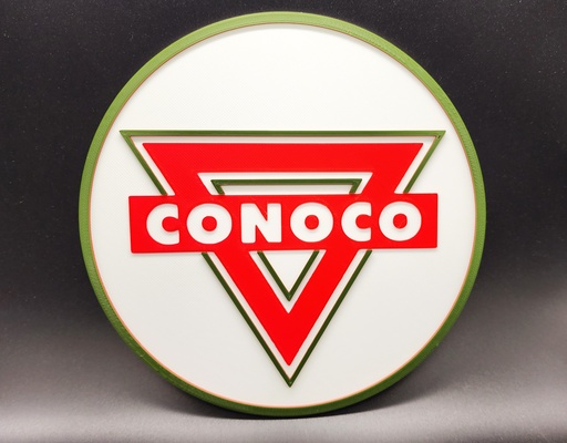 vintage conoco sign 3 colors by triplegworkshop art signs & logos decoration wall multicolor decor class hanging garage collection automotive gas auto classic oil wallart fuel gasoline wasy 3d print model - Mito3D