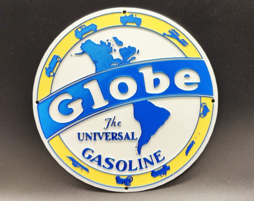 vintage globe gasoline sign 3 colors by triplegworkshop art signs & logos decoration wall multicolor game decor hanging garage collection automotive gas auto room classic wallart fuel finearl 3d print model - Mito3D