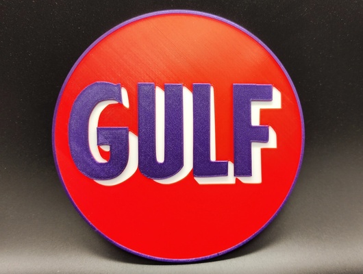 vintage gulf sign - 3 colors by triplegworkshop art signs & logos decoration wall hanger multicolor decor station easy garage collection automotive gas auto classic oil fuel gasoline 3d print model - Mito3D
