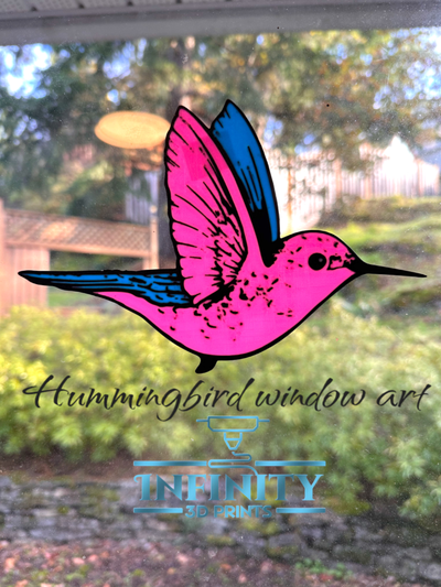 hummingbird 3 layer 06mm window art by infinity 3d prints 2d bird stained glass shine quick easy fast humming colors 3d print model - Mito3D