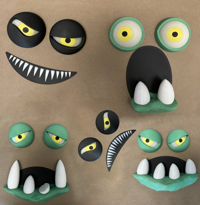 monster faces wall pack by mottn household festivities face 3d print model - Mito3D