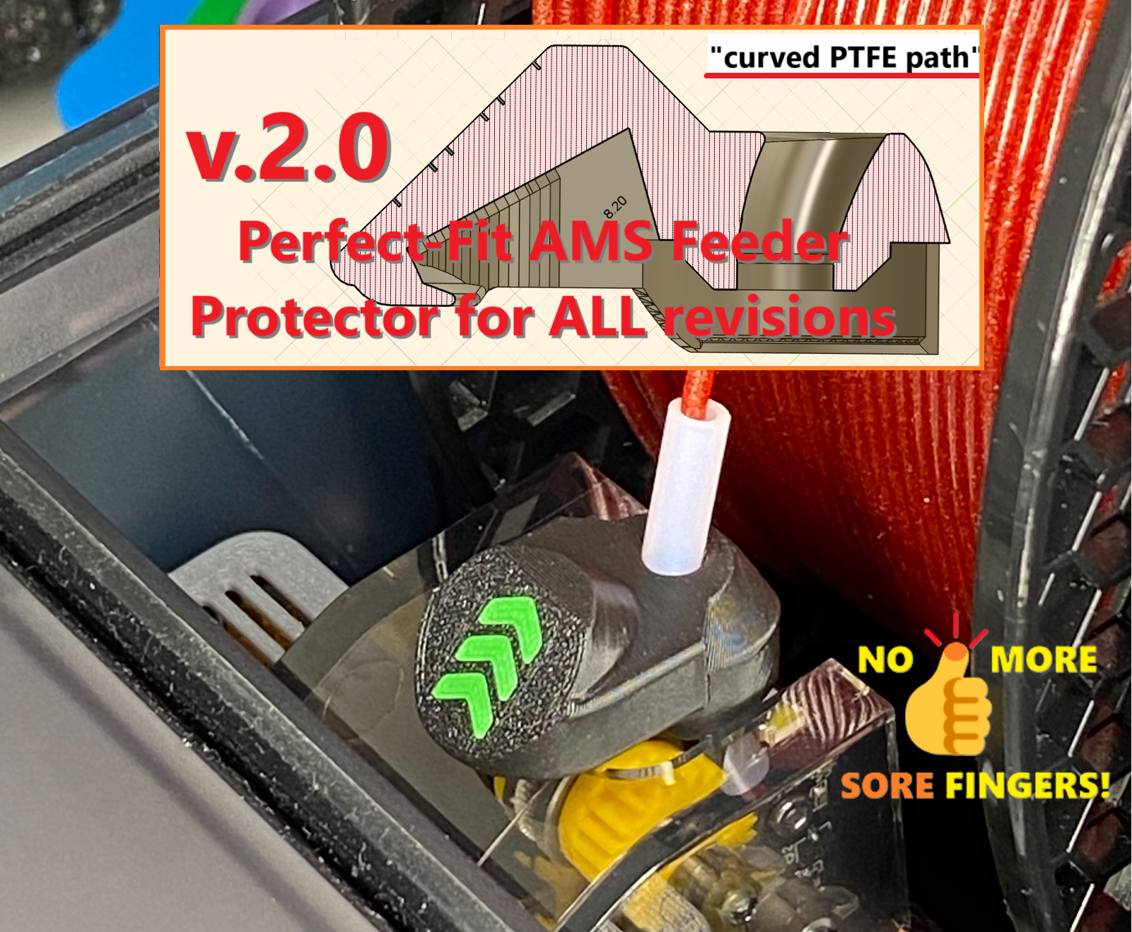 v 2 0 ams alimentazione imbuto indossare protettore remixato by eds 3d negozio stampante accessori alimentatore copertina guaina pulsante ptfe bambolotto x1c x1carbon p1p p1s bambu bambulabx1 bambulabp1p bambulabp1s bambulabx1ams bambulabx1carbon bambulabx1carbonams risparmiatore accessorio filamento guida aiutante funel 3D print model - Mito3D