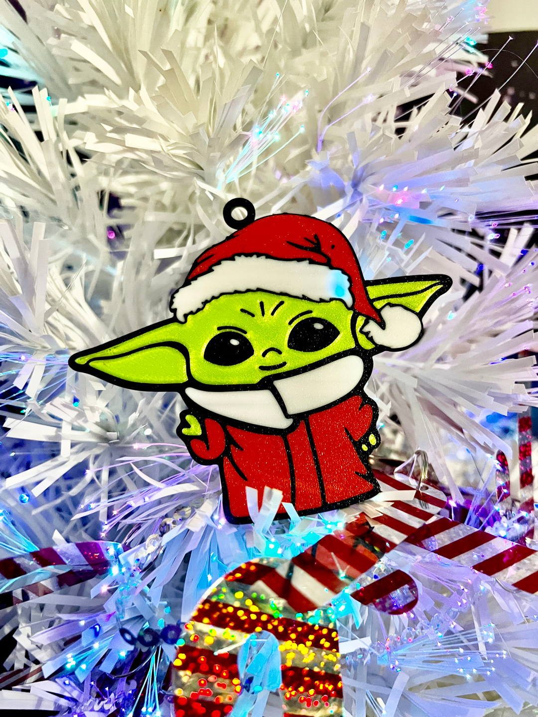 holiday grogu ornament by 3dimension customs household decor baby yoda mandalorian starwars star wars ornamanet xmas x-mas tree hanging christmas decoartions decoracion wall art mandolorian mando santa claus clause hat collection ornamental set 3D print model - Mito3D