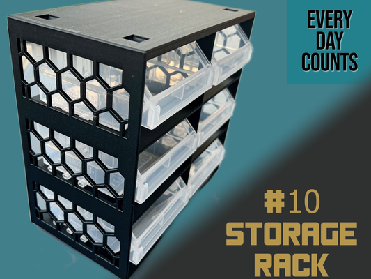 storage rack handy 10 bins stackable by day counts tools organizers 3d print model - Mito3D