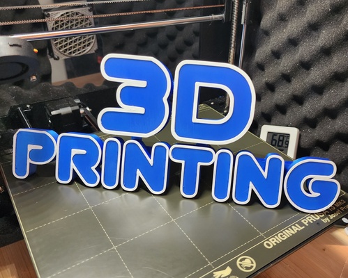 3d printing sign 2-color w stand by triplegworkshop art sculptures display 3dprinting signs 3dprinter 3dprinted 3d print model - Mito3D