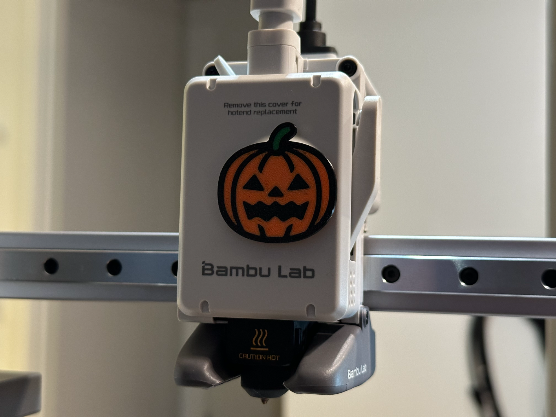 a1 mini extruder icon - pumpkin by thebear 3d printer accessories combo bambulab logo decor decoration halloween 2023 upgrade decorations makerlab makemysign 3D print model - Mito3D