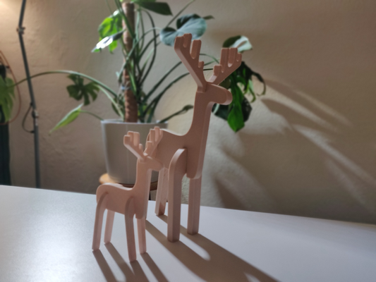cute christmas deer by stomhacks art sculptures assembly wood antlers 3d print model - Mito3D