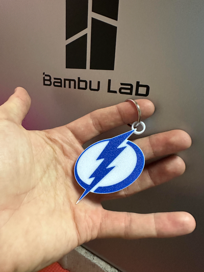 tampa bay lightning multi-color keychain by davedesigns3d art signs & logos nhl hockey toy keyring key chain ring multi color multicolor x1c ams p1p p1s a1 mini 3d print model - Mito3D