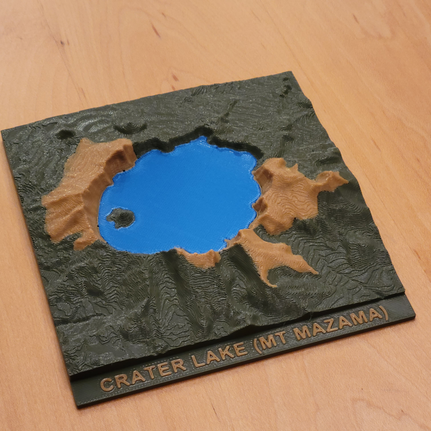 topo of crater lake oregon usa by kabendesign education geography topographical topography topology map model volcano cascade mountains mountain deep earth water national park caldera 3D print model - Mito3D