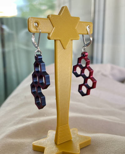 rayon miel style boucles d'oreilles by 3dprintsmom mode chéri peigne bijoux fusion 3d print model - Mito3D