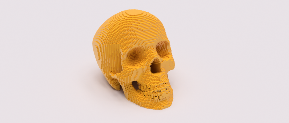 pixelato cranio by burlone 3d arte sculture pixel 3d print model - Mito3D