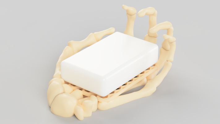 esqueleto mão sabonete prato by palhaço 3d casa modelos saboneteira palma 3d print model - Mito3D