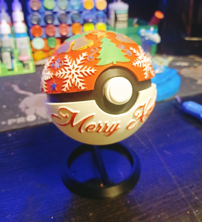 christmas pokeball xmas decoration by scattered collectables art sculptures pokemon 2023 3d print model - Mito3D