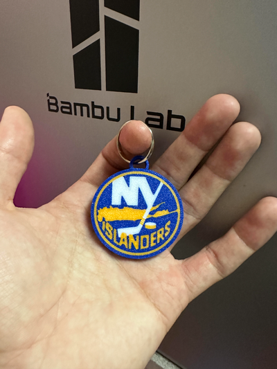 york islanders multi-color keychain by davedesigns3d art signs & logos nhl hockey key chain ring keyring toy ams x1c p1s p1p a1 mini multi color multicolor 3d print model - Mito3D