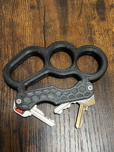 knuckeys ergo knuckle duster key chain by sscigg tools gadgets keychain defense 3d print model - Mito3D