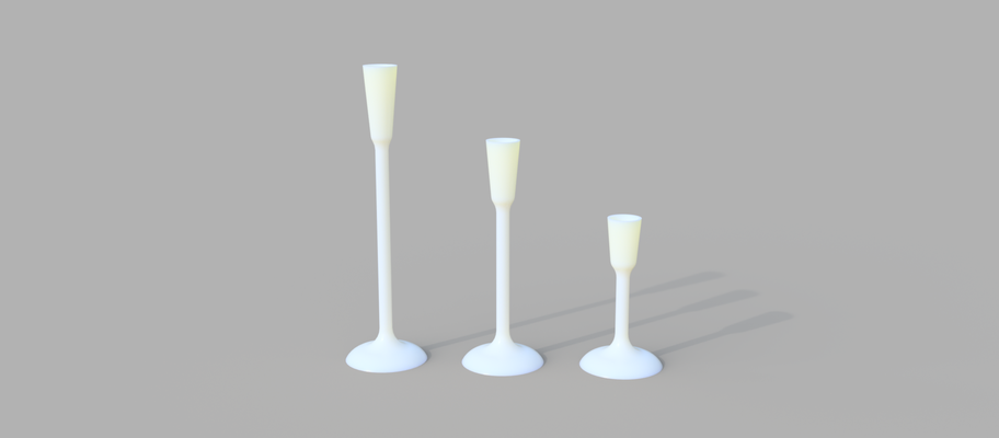conjunto of 3 simples castiçais by tecnologia tartaruga criações casa decoração velas vela suporte 3d print model - Mito3D