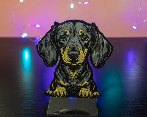 dachshund desk phone holder by ptesza household house models ai art daschund color onelayer 3d print model - Mito3D