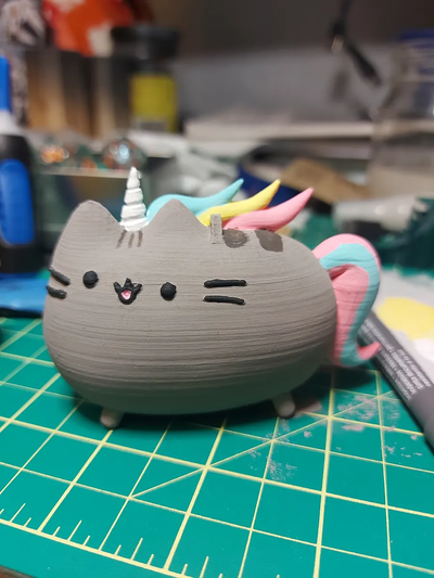 unicorno pusheen gatto ornamento by joey mascherato arte modelli natale giocattolo 3d print model - Mito3D