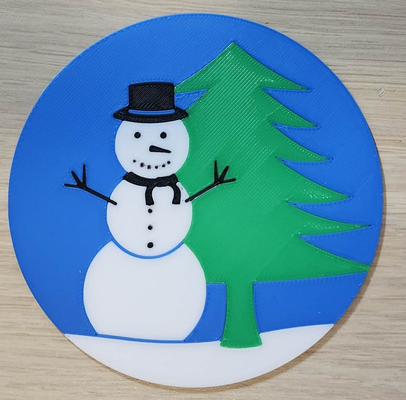 christmas tea light scene snowman tree remixed by briankstan art 2d 3d print model - Mito3D