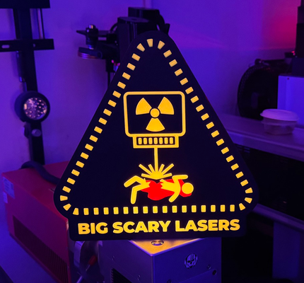 big scary lasers led lightbox laser masterclass by jay mac art signs & logos lampbox light ledbox multicolor multicolour logo lamp danger warning fanart luminaria ams jmac 3d print model - Mito3D