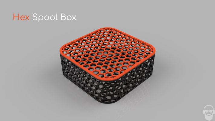 hex spool box by bearded bastard 3d printer accessories hexagon honeycomb container filament pla asa abs petg tpu nylon insert print lid holder organization 3d print model - Mito3D
