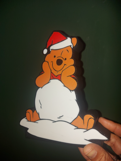 winnie poo christmas by lefty3d art signs & logos pooh lightbox movie fanart 3d print model - Mito3D