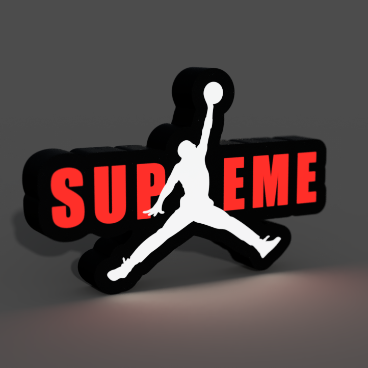 supreme jordan lightbox led lamp by braga3dprint art models air airjordan nike jumpman light lampbox ledbox multicolor ams samelayer luminaria 3D print model - Mito3D