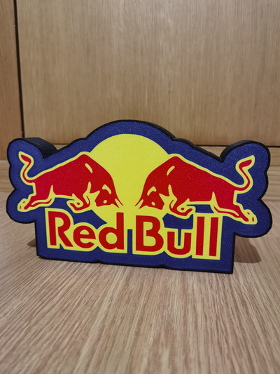 red bull logo led lamp by articat art signs & logos formula 1 energydrink cars light box 3d print model - Mito3D