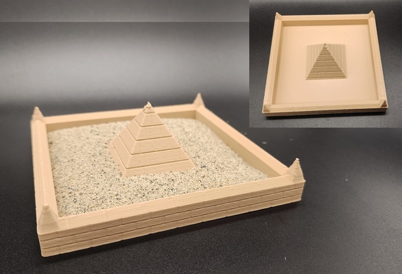 piramit zen bahçe kül tepsi by üçlü atölye sanat heykeller mısır minyatür dünya kum dönüm noktası mezar mısırlı anıt tablası vadi kahire kumdan tepe site krallar mısırbilim giza zengarden 3d print model - Mito3D