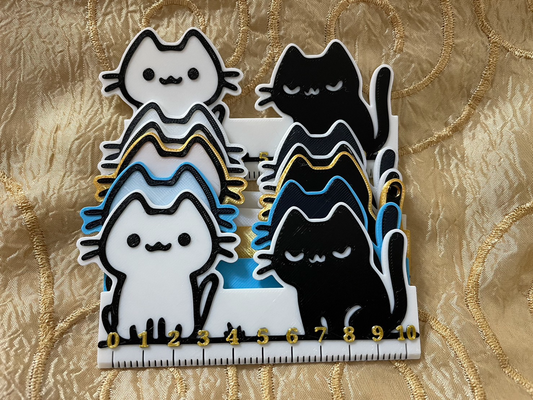 black cat white - 10cm ruler by ilimy2024 education models cm cute tool tools stationery math 3d print model - Mito3D