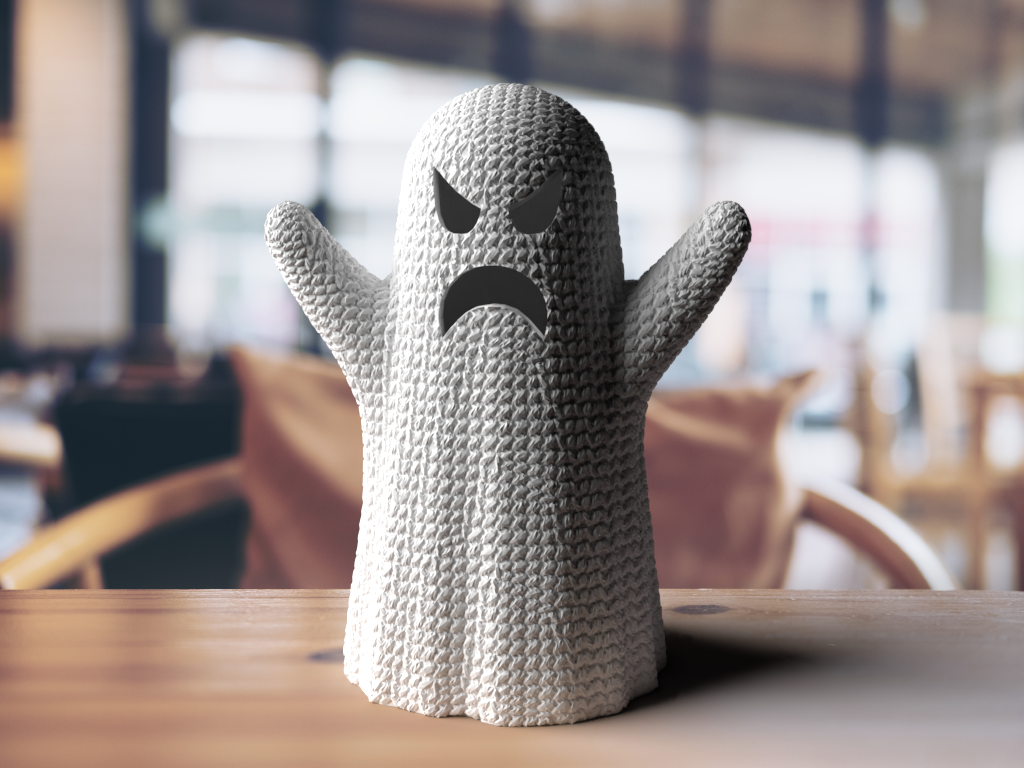 handcrafted crochet ghost by naraaprints household decor knitted 3D print model - Mito3D