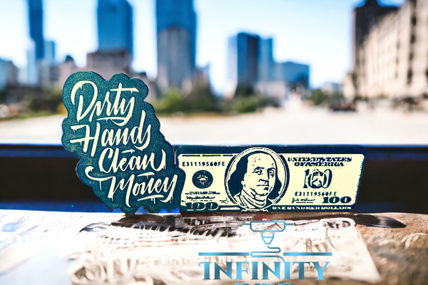 dirty hands clean money sign by infinity 3d prints art signs & logos 100 bill usd word hard easyprint fast nice 3d print model - Mito3D