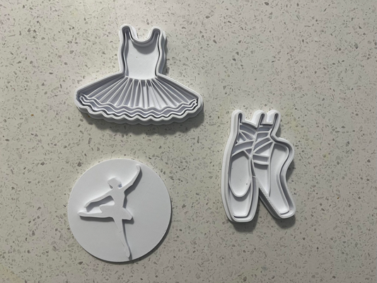 ballet cookie cutters stamps by bean eating cookies hobby & diy cutter debosser stamp shoes dress shoe 3d print model - Mito3D