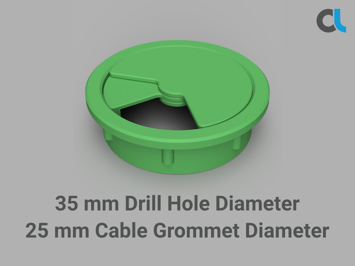 conduta 35 mm cabo ilhó by crioulo marco markl casa escritório escrivaninha fio gerenciamento cabos cableguide organizador 3D print model - Mito3D