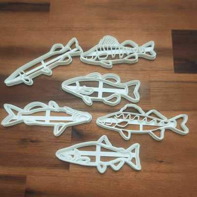 peixe biscoito cortadores by teodoro casa decoração pescador natal conjunto cortador 3d print model - Mito3D