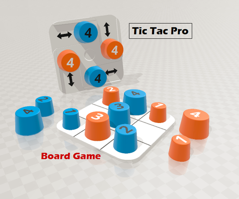 tic tac pro by bambam design toys & games board tic-tac-toe toe xxo game holder boardgame travel kids 3d print model - Mito3D
