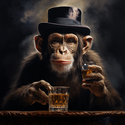 hat monkey hueforge by thefar1 art 2d filament painting ai aiart digital multi color 8 glass cocktail brown drink 3d print model - Mito3D