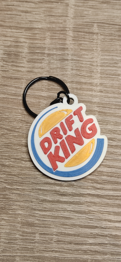 drift king keychain by carlson art signs & logos key keyrings keyring burger 3d print model - Mito3D