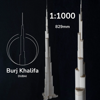 burj khalifa by vandragon miniatures architecture monde bâtiment gratte ciel dubai élevé structure monument émirats architecte tour moyen orient point repère 3d print model - Mito3D
